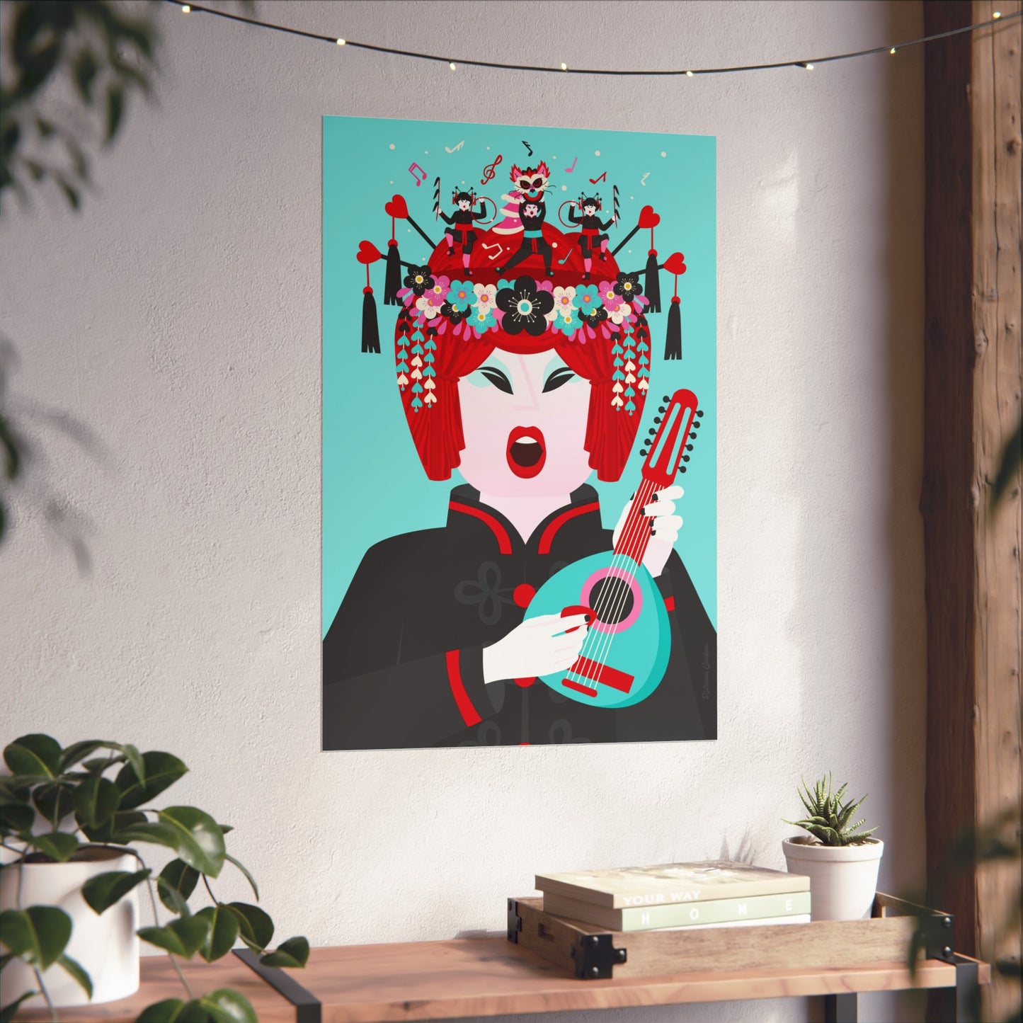 Giclée Fine Art Print - Arte de la Ópera de Beijing - El jugador de la mandolina