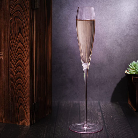 The Wine Savant Parisian Performance Glassware French Paris Collection Crystal Pink Glasses, Red & White Wines For Weddings Present Everyday Beautiful Gift Anniversary (Champagne)
