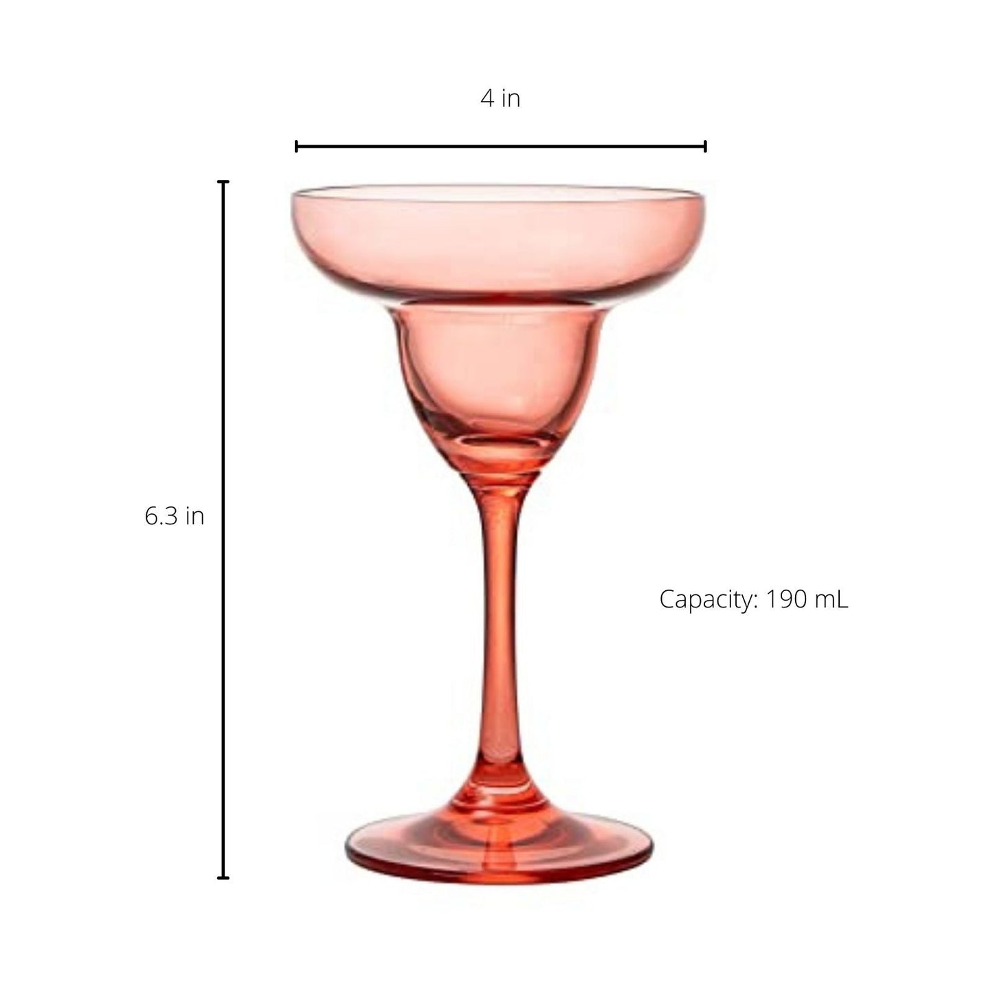 The Wine Savant Hand Blown Colorful Margarita & Martini Glass (Set of 6) – Fancy 7.4oz Luxury Hand Blown For Cocktails, Water, Wine, Juice, & Champagne Glasses Cinco de Mayo Large Party, Set of 6