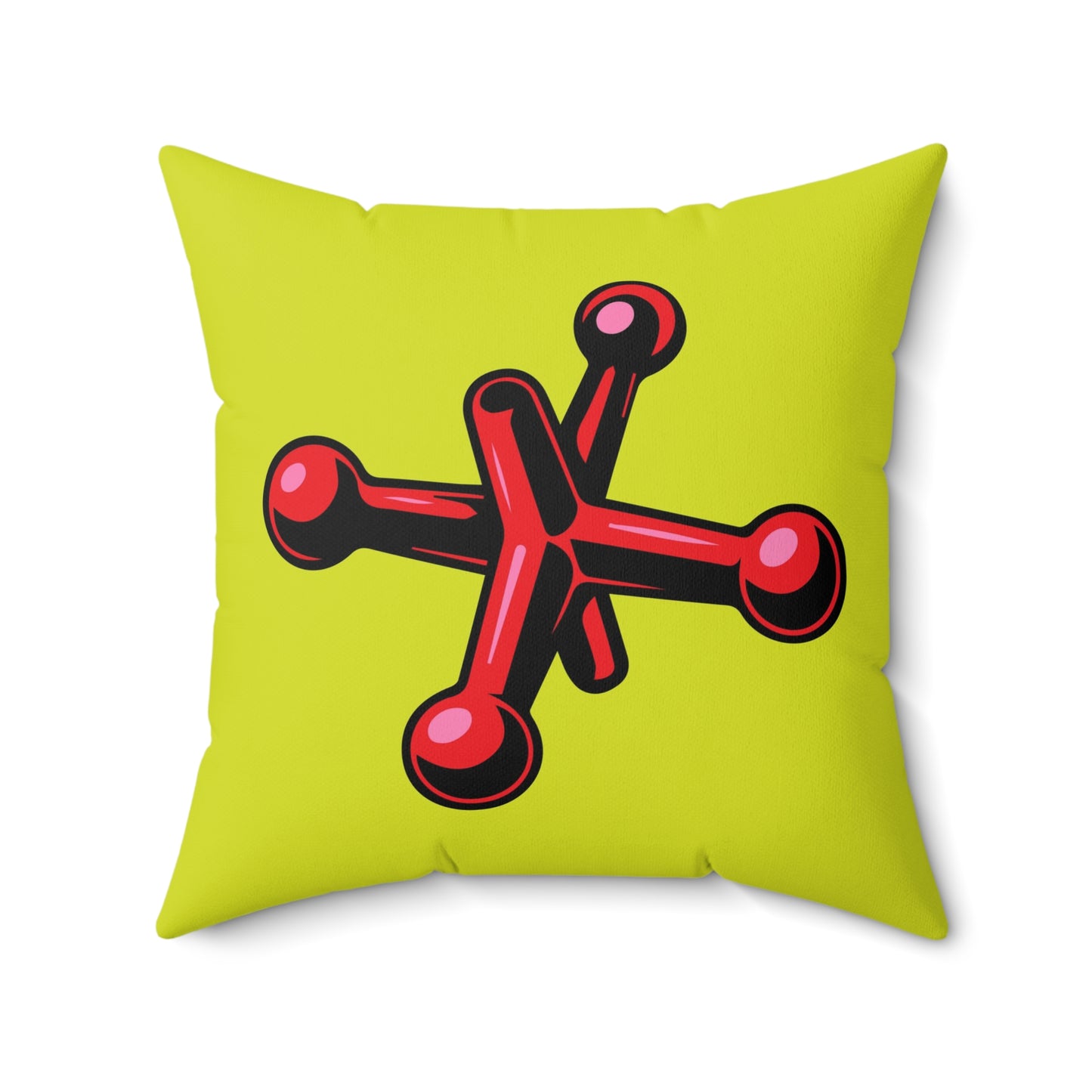 Quadratisches Kissen Jacks aus Wildlederimitat, rot – pistazie