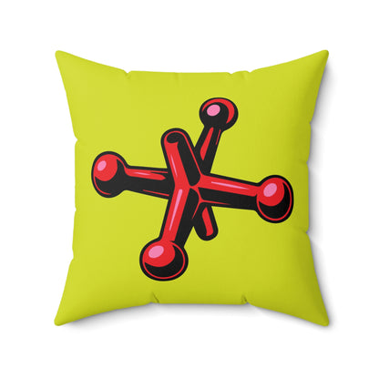 Quadratisches Kissen Jacks aus Wildlederimitat, rot – pistazie