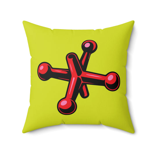 Quadratisches Kissen Jacks aus Wildlederimitat, rot – pistazie