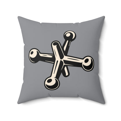 Quadratisches Kissen Jacks aus Wildlederimitat, cremeweiß – grau