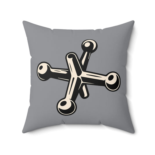 Quadratisches Kissen Jacks aus Wildlederimitat, cremeweiß – grau