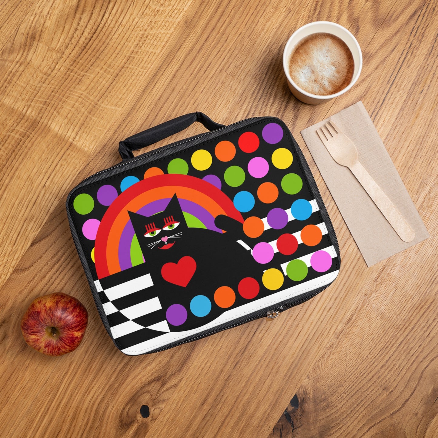Lunchtasche Katze Geometrie