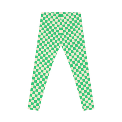 Women's Casual Leggings (AOP) Checkered green