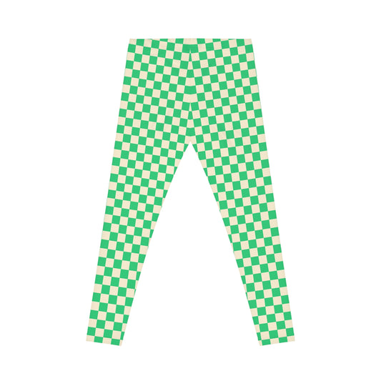 Women's Casual Leggings (AOP) Checkered green