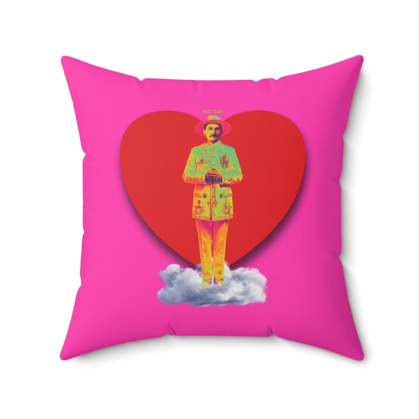 Faux Suede Square Pillow José Gregorio Hernández Pop 2 pink