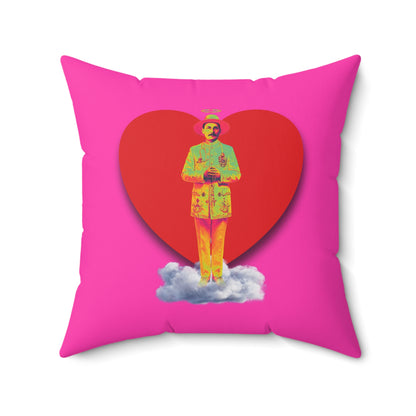 Faux Suede Square Pillow José Gregorio Hernández Pop 2 pink