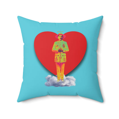 Faux Suede Square Pillow José Gregorio Hernández Pop 2 blue