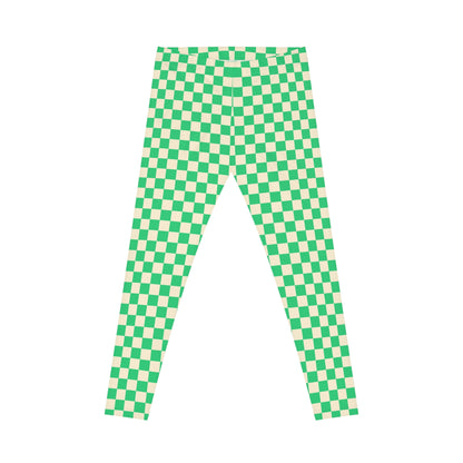 Women's Casual Leggings (AOP) Checkered green