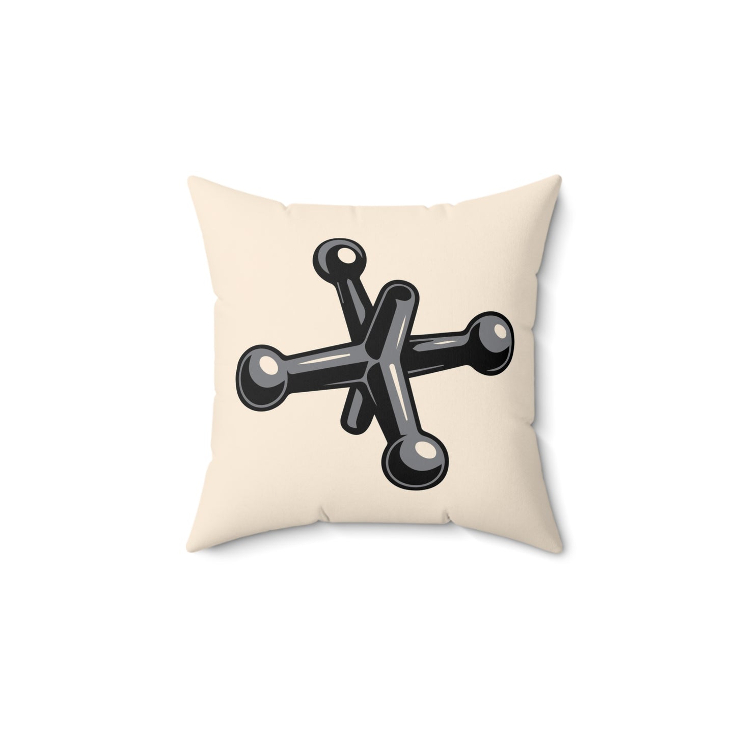 Quadratisches Kissen Jacks aus Wildlederimitat, grau – cremeweiß