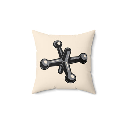 Quadratisches Kissen Jacks aus Wildlederimitat, grau – cremeweiß