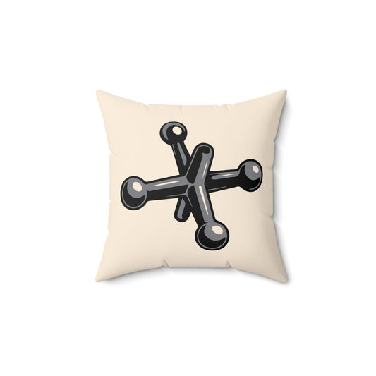 Quadratisches Kissen Jacks aus Wildlederimitat, grau – cremeweiß