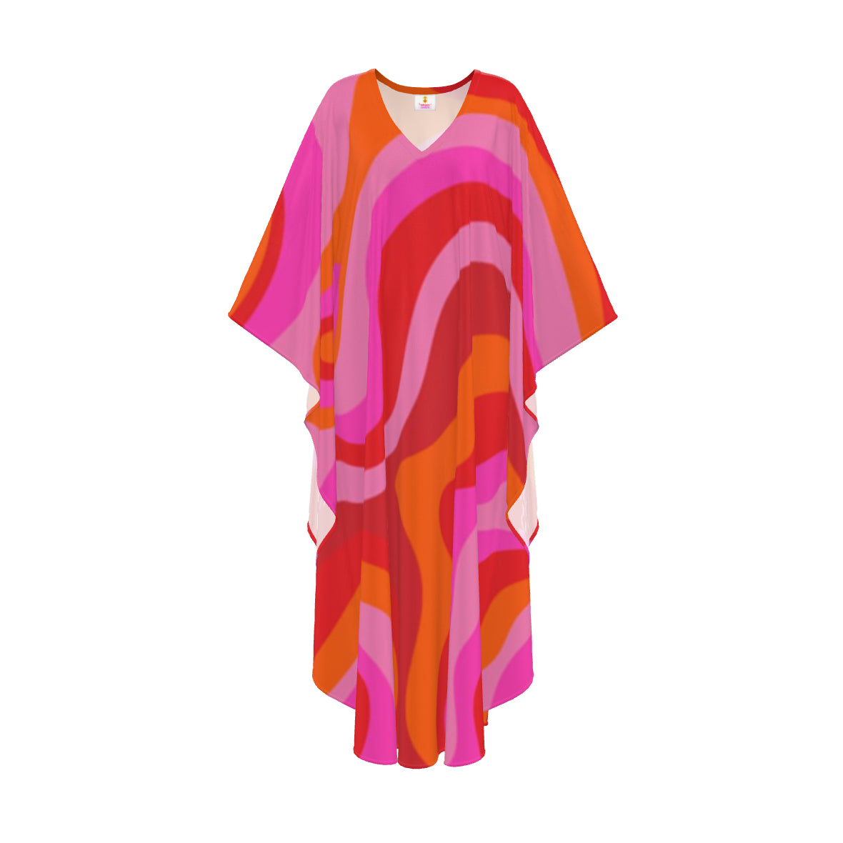 Pink Pop Waves Silk Kaftan