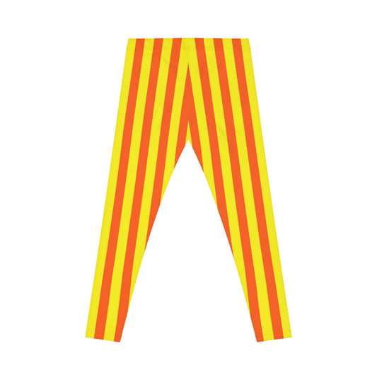 Women's Casual Leggings (AOP) Stripes yellow orange