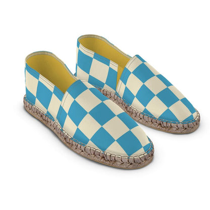 Espadrilles Kariert blau und cremeweiß