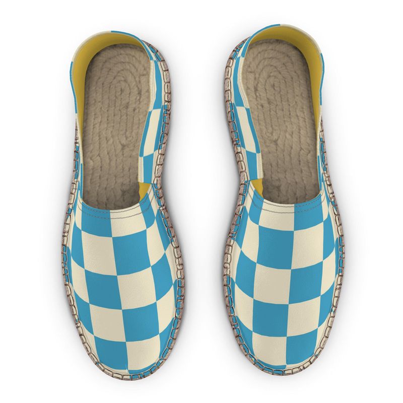 Espadrilles Kariert blau und cremeweiß
