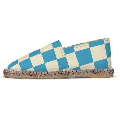 Espadrilles Kariert blau und cremeweiß