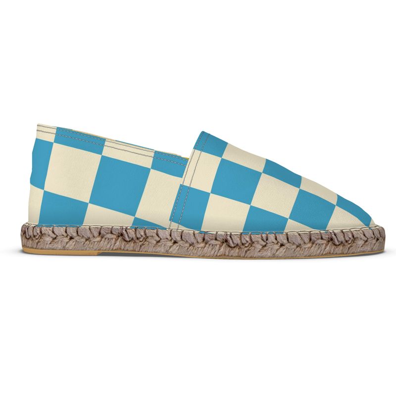 Espadrilles Kariert blau und cremeweiß