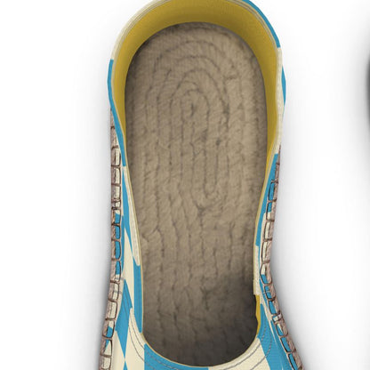 Espadrilles Kariert blau und cremeweiß