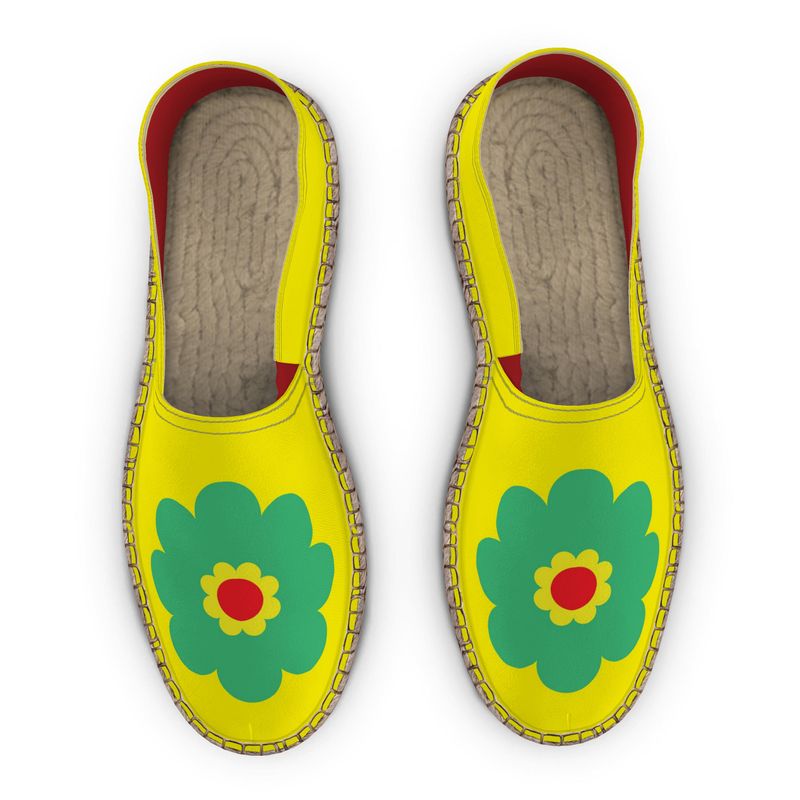 Espadrilles Blume grün und gelb