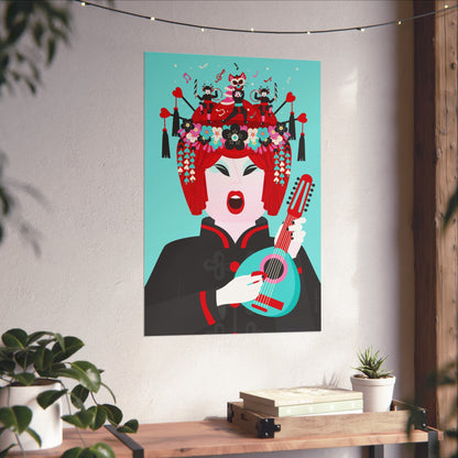 Giclée Fine Art Print - Arte de la Ópera de Beijing - El jugador de la mandolina 