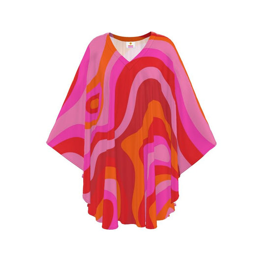 Pink Pop Waves Silk Kaftan