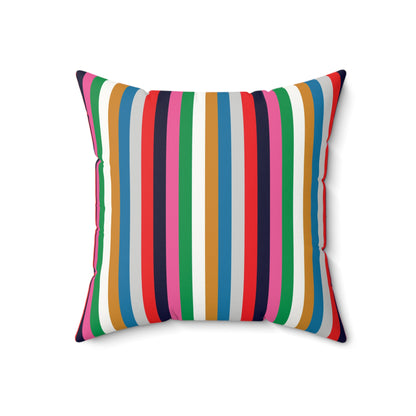 Faux Suede Square Pillow Christmas Stripes
