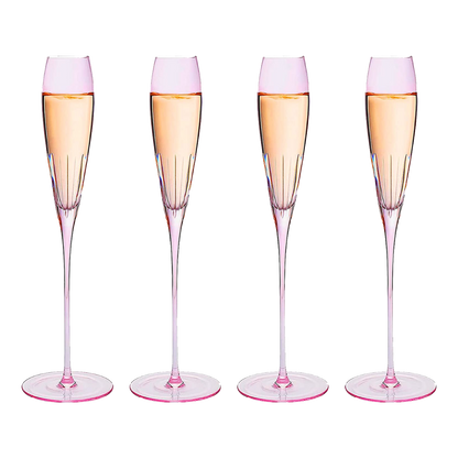 The Wine Savant Parisian Performance Glassware French Paris Collection Crystal Pink Glasses, Red & White Wines For Weddings Present Everyday Beautiful Gift Anniversary (Champagne)