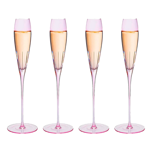 The Wine Savant Parisian Performance Glassware French Paris Collection Crystal Pink Glasses, Red & White Wines For Weddings Present Everyday Beautiful Gift Anniversary (Champagne)