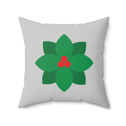 Faux Suede Square Pillow Christmas Flowers flat