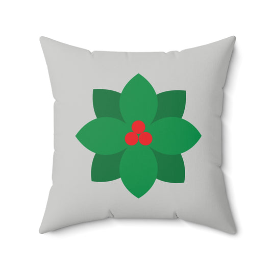 Faux Suede Square Pillow Christmas Flowers flat