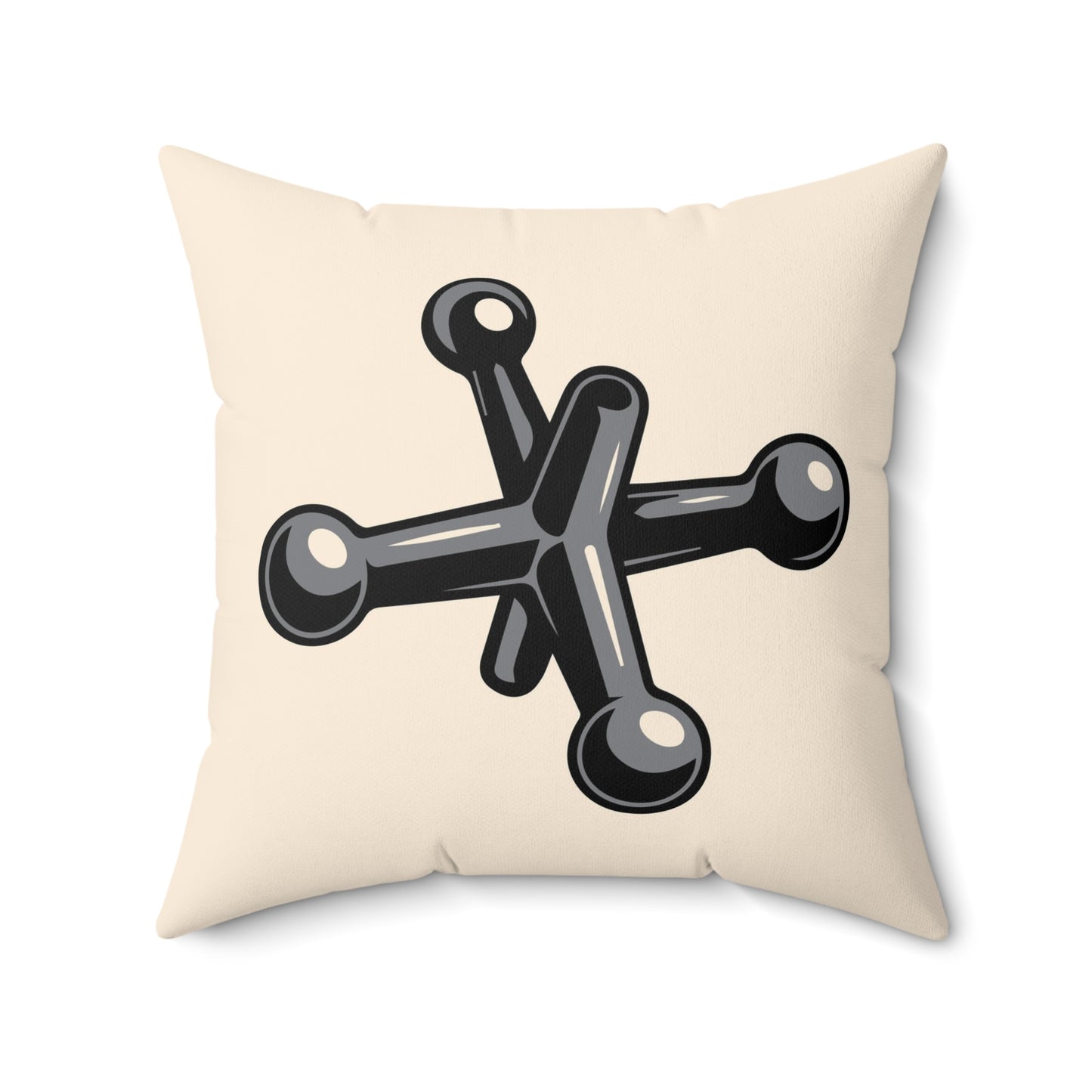 Quadratisches Kissen Jacks aus Wildlederimitat, grau – cremeweiß