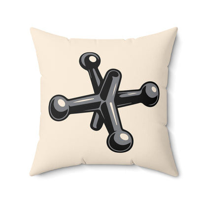 Quadratisches Kissen Jacks aus Wildlederimitat, grau – cremeweiß