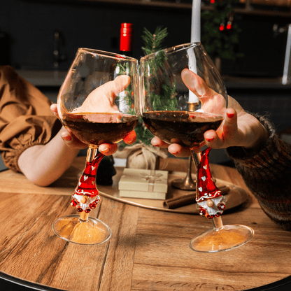 Christmas 3D Stemmed Gnome Wine Glasses