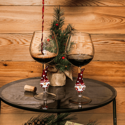 Christmas 3D Stemmed Gnome Wine Glasses