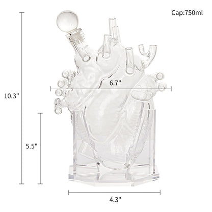 Heart Decanter Whiskey & Wine Decanter Set By The Wine Savant, Organ Aerator, Funny Gift for that Someone You Love! Gift For Doctors, Cardiothoracic Surgeons, Nurse, Pre-Med, Adults (750 ML)