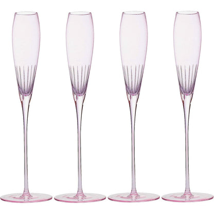 The Wine Savant Parisian Performance Glassware French Paris Collection Crystal Pink Glasses, Red & White Wines For Weddings Present Everyday Beautiful Gift Anniversary (Champagne)