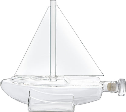 Sailboat Whiskey & Wine Decanter Ship - The Wine Savant Ship Decanter Set 750ml - Drink Dispenser for Wine, Whiskey, Ship In A Bottle Decanters Bar Set, Liquor Scotch Bourbon, Boating Mariner Gifts