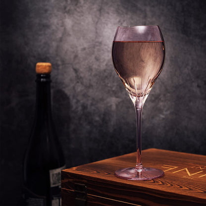 Paris Collection Crystal Pink Balloon Wine Glasses, Red & White Wines 14 oz Set of 4 by The Wine Savant - Extraordinary Parisian Glass, For Wedding Beautiful Present Anniversary Birthday Women Men Bar