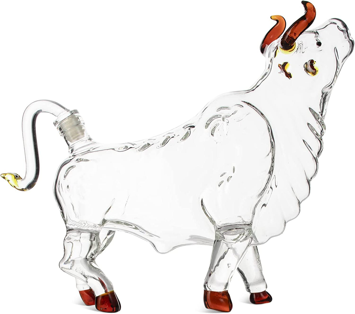 The Wine Savant Charging Bull Heads Up Animal Liquor Decanter Made For Bourbon, Whiskey, Scotch, Rum, or Tequila, Zodiac Shape