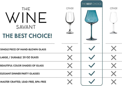 Crystal Christmas Holiday Red Colored Crystal Wine Glass Set of 2, Gift For Hosting, Her, Wife, Mom Friend - Large 20 oz Glasses, Unique Italian Style Tall Drinkware - Red & White, Color Glassware