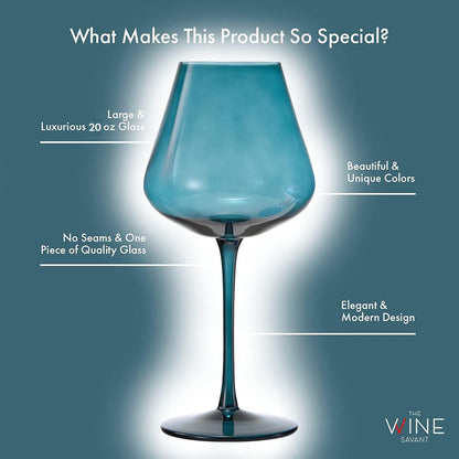 Crystal Christmas Holiday Red Colored Crystal Wine Glass Set of 2, Gift For Hosting, Her, Wife, Mom Friend - Large 20 oz Glasses, Unique Italian Style Tall Drinkware - Red & White, Color Glassware