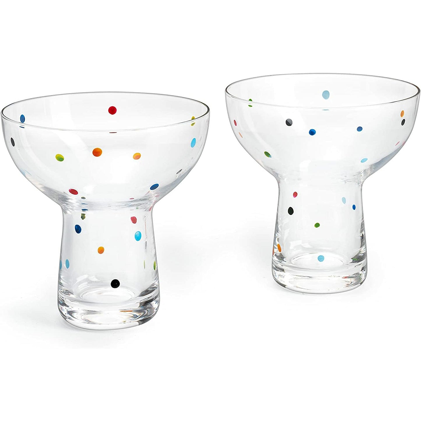 The Wine Savant Hand Blown Margarita Glass – Luxury Hand Blown Confetti Margarita, Martini & Champagne Glasses Cinco de Mayo, Hand Blown Glass – Large Party (Polka Dot Vintage Design)