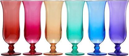 Unbreakable Color Hurricane Glasses | Set of 6 | 100% Tritan Drinkware, 14 oz Acrylic Dishwasher Safe Shatterproof BPA-free plastic, Reusable Pina Colada, Cocktail Margarita Tropical Party Drinkware