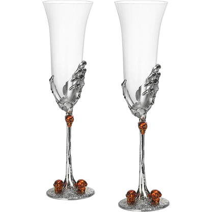 Stemmed Skeleton Champagne Glasses Set of 2 by The Wine Savant