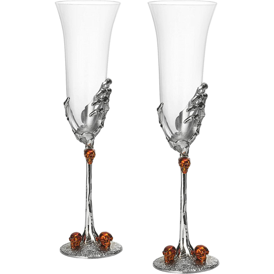 Stemmed Skeleton Champagne Glasses Set of 2 by The Wine Savant