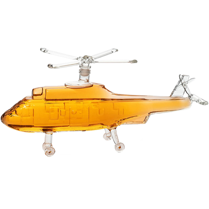 Helicopter Wine & Whiskey Decanter Black Hawk Chopper 8" x 16" The Wine Savant - Heli Gifts for Men - Glass Helicopter Figurine Gift, Bourbon and Scotch Decanter - Military Veteran Gifts - 750ml