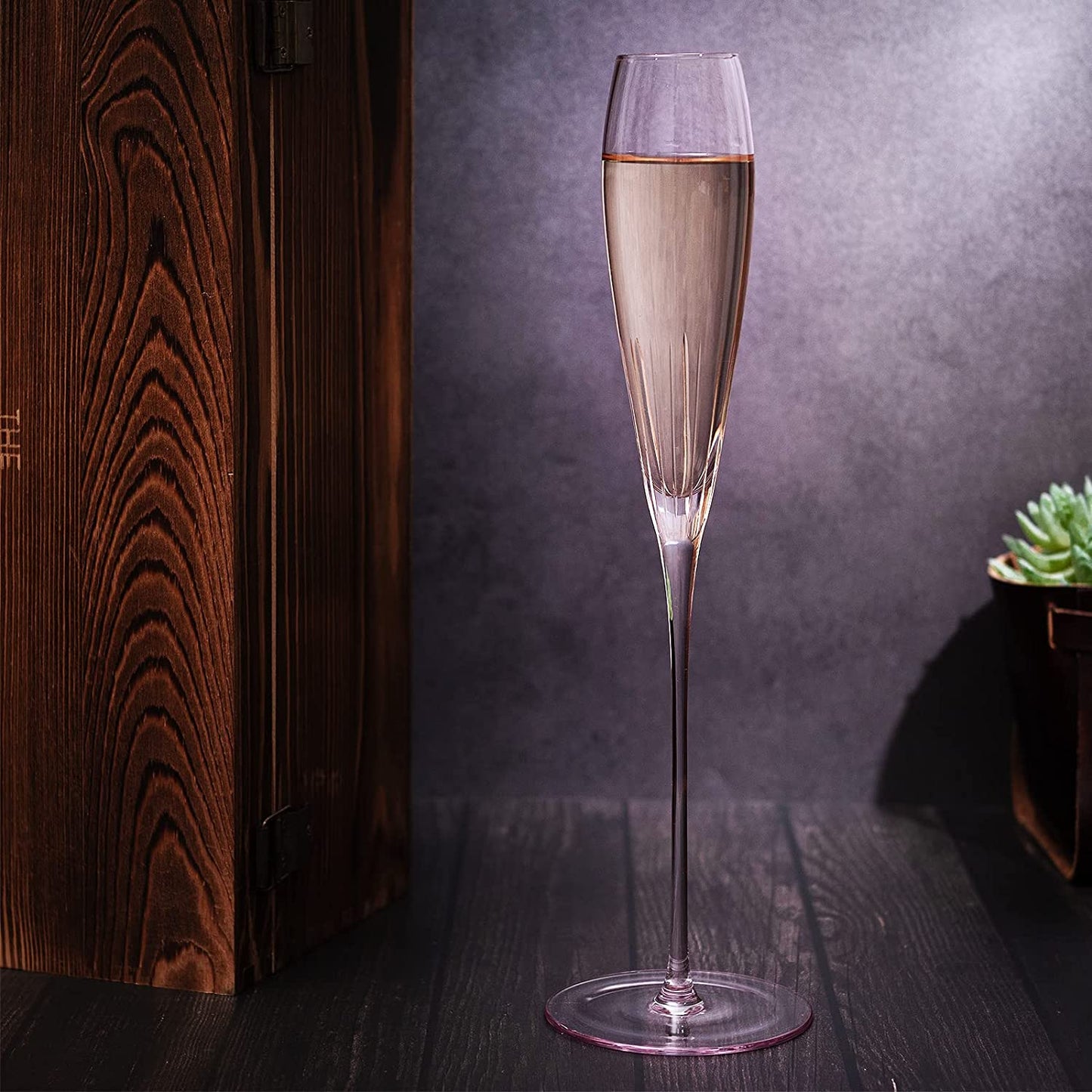 The Wine Savant Parisian Performance Glassware French Paris Collection Crystal Pink Glasses, Red & White Wines For Weddings Present Everyday Beautiful Gift Anniversary (Champagne)